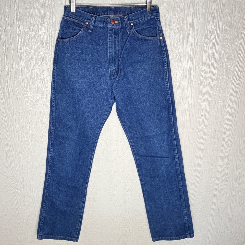 Wrangler Cowboy Cut Jeans Blue Denim Straight Leg 9x32 High Rise Y2K Western